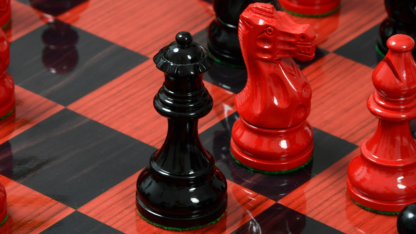 The Smokey Staunton Series Chess Pieces in Painted Box Wood - 3.8" King