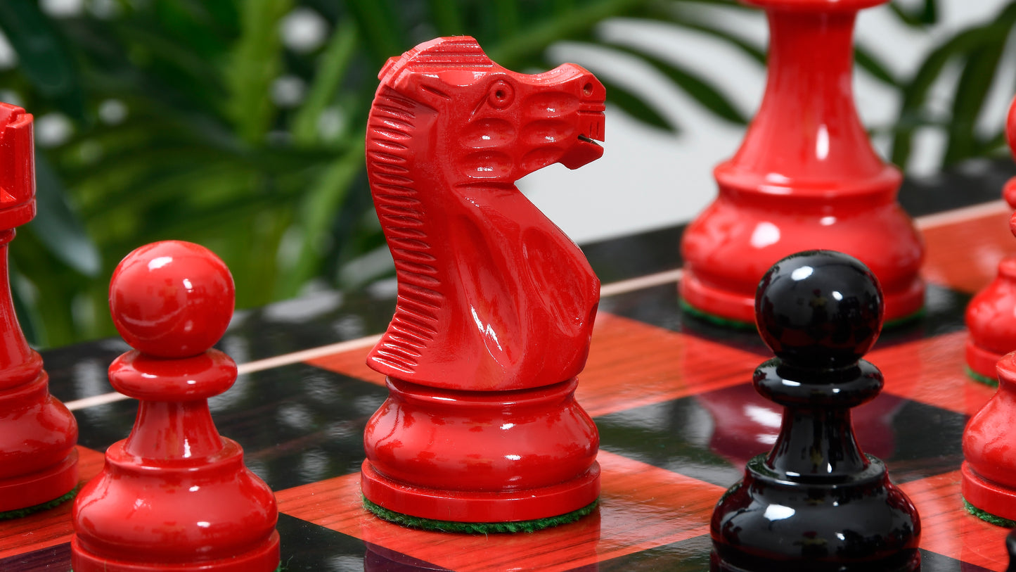 The Smokey Staunton Series Chess Pieces in Painted Box Wood - 3.8" King