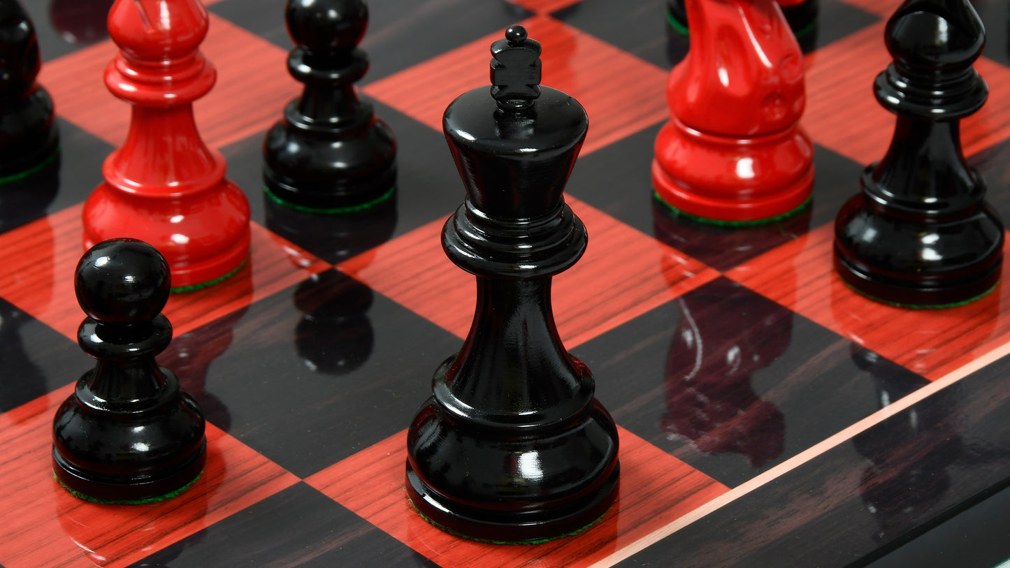 The Smokey Staunton Series Chess Pieces in Painted Box Wood - 3.8" King