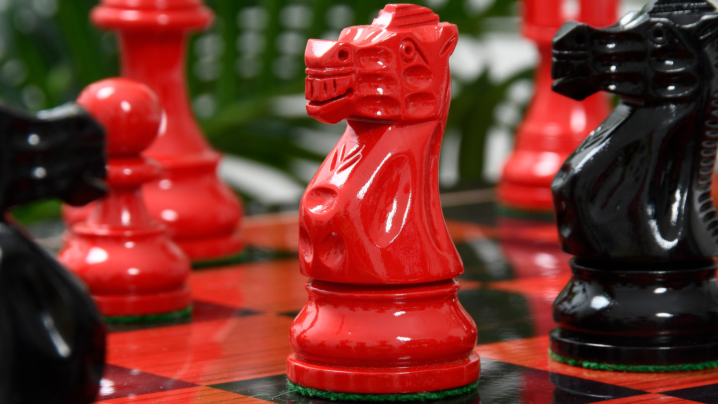 The Smokey Staunton Series Chess Pieces in Painted Box Wood - 3.8" King