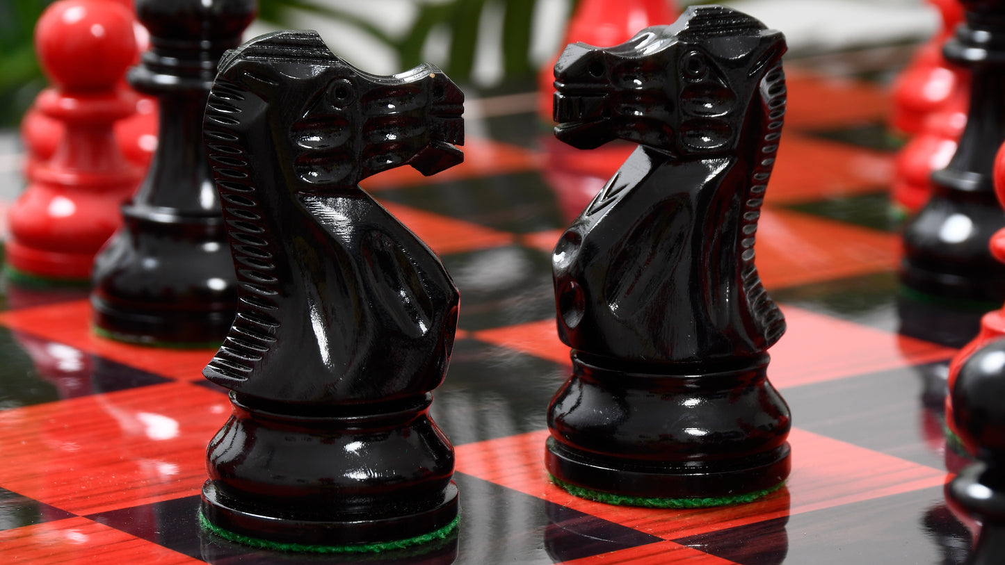 The Smokey Staunton Series Chess Pieces in Painted Box Wood - 3.8" King