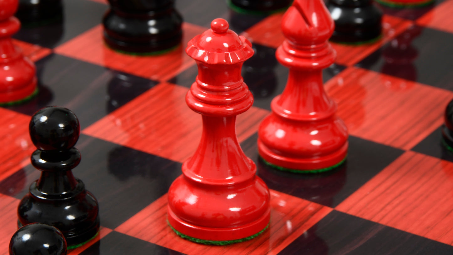 The Smokey Staunton Series Chess Pieces in Painted Box Wood - 3.8" King