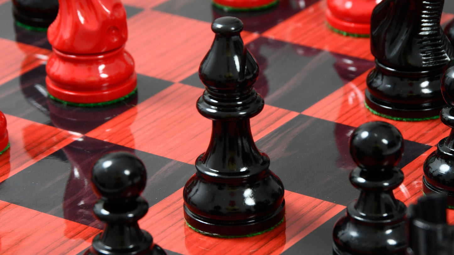 The Smokey Staunton Series Chess Pieces in Painted Box Wood - 3.8" King
