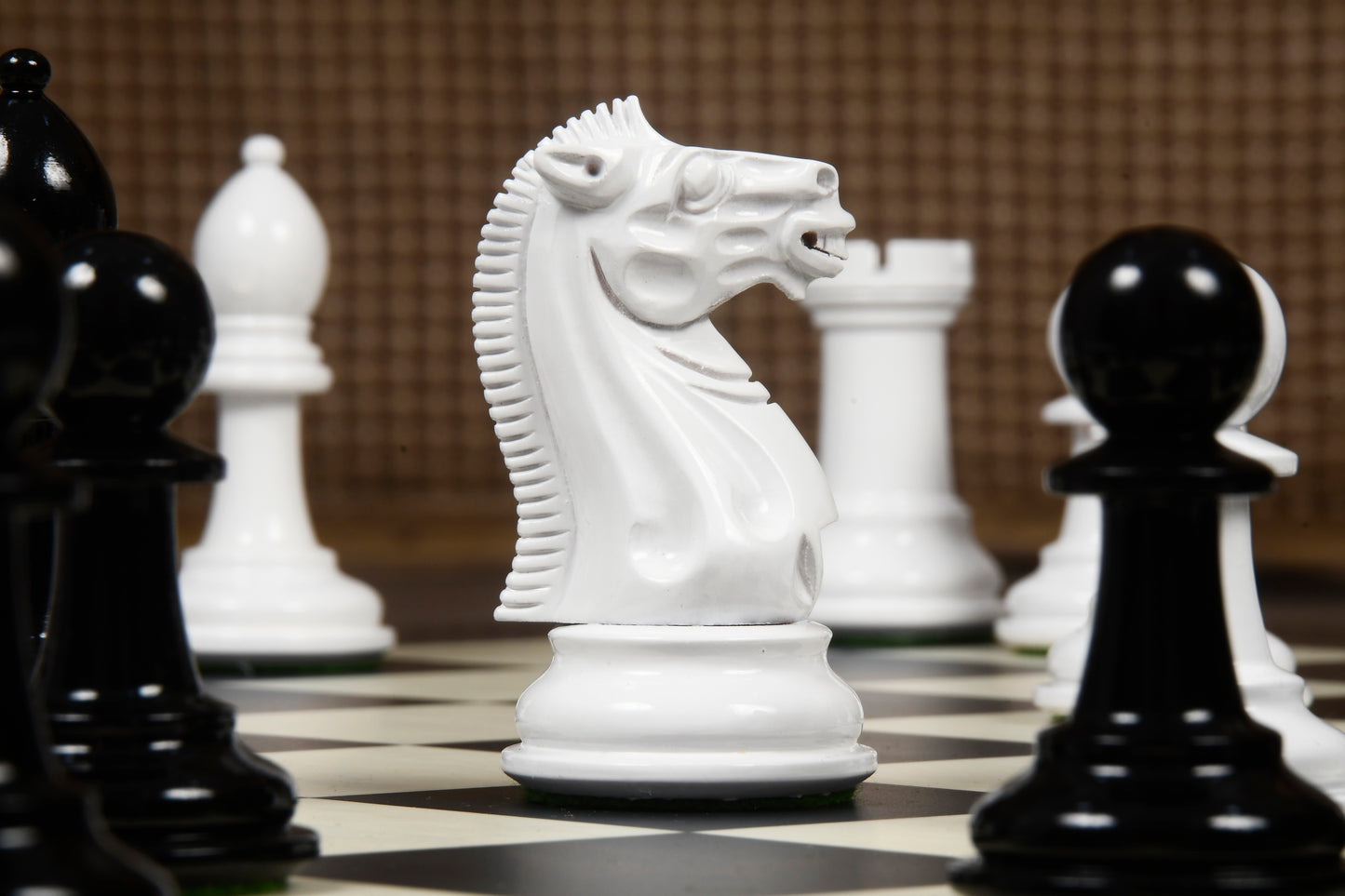 Reproduced 1940 Soviet Club Chess Set in Ebony & Ivory White - 4.0" King