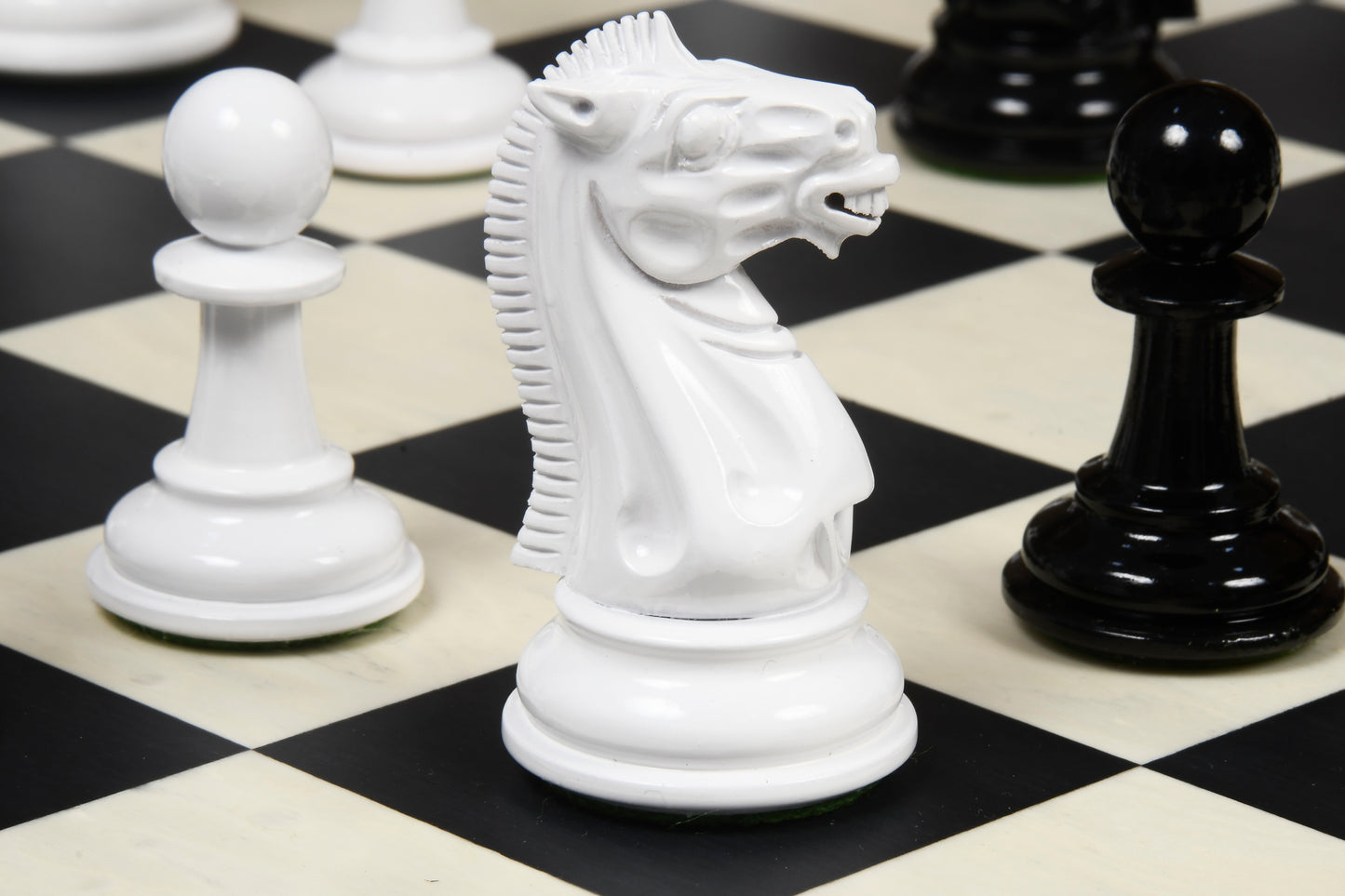 Reproduced 1940 Soviet Club Chess Set in Ebony & Ivory White - 4.0" King