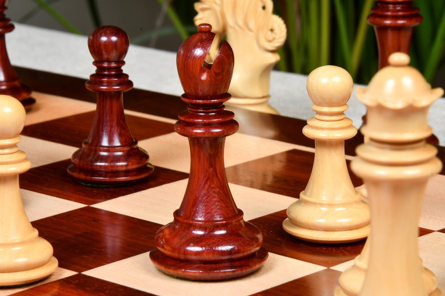 The Pegasus Series Artisan Staunton Chess Pieces ver 2.0 in Bud Rosewood and Boxwood - 4.6" King