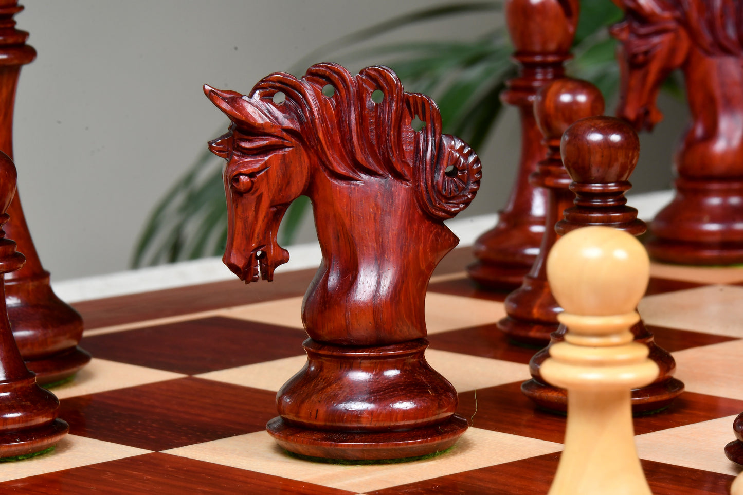 The Pegasus Series Artisan Staunton Chess Pieces ver 2.0 in Bud Rosewood and Boxwood - 4.6" King
