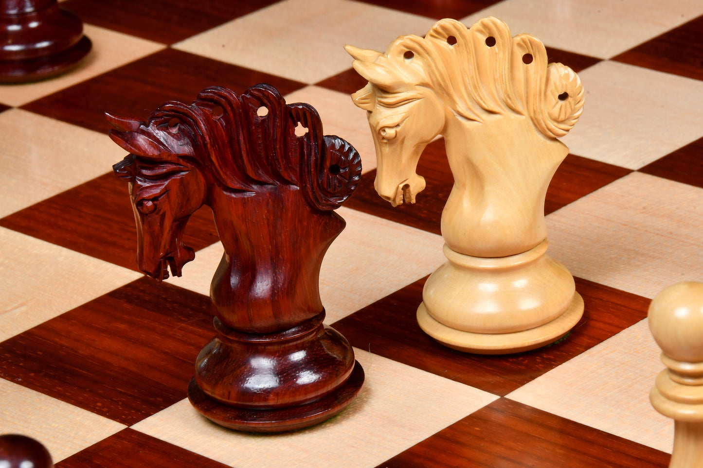 The Pegasus Series Artisan Staunton Chess Pieces ver 2.0 in Bud Rosewood and Boxwood - 4.6" King