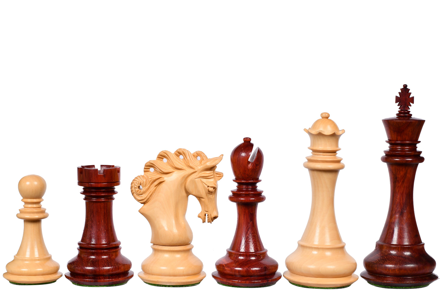 The Pegasus Series Artisan Staunton Chess Pieces ver 2.0 in Bud Rosewood and Boxwood - 4.6" King