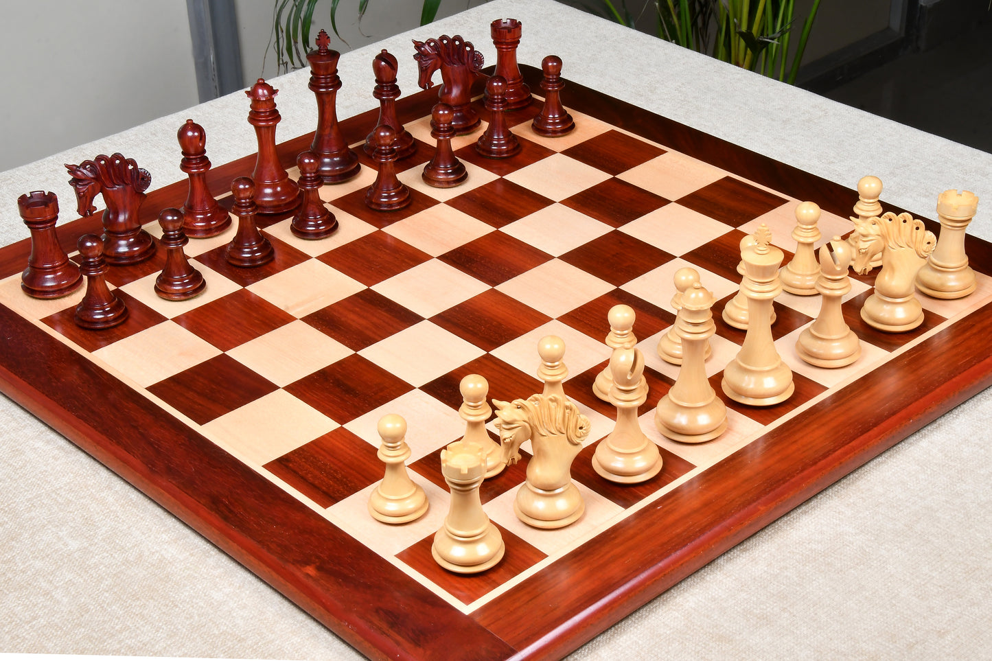 The Pegasus Series Artisan Staunton Chess Pieces ver 2.0 in Bud Rosewood and Boxwood - 4.6" King
