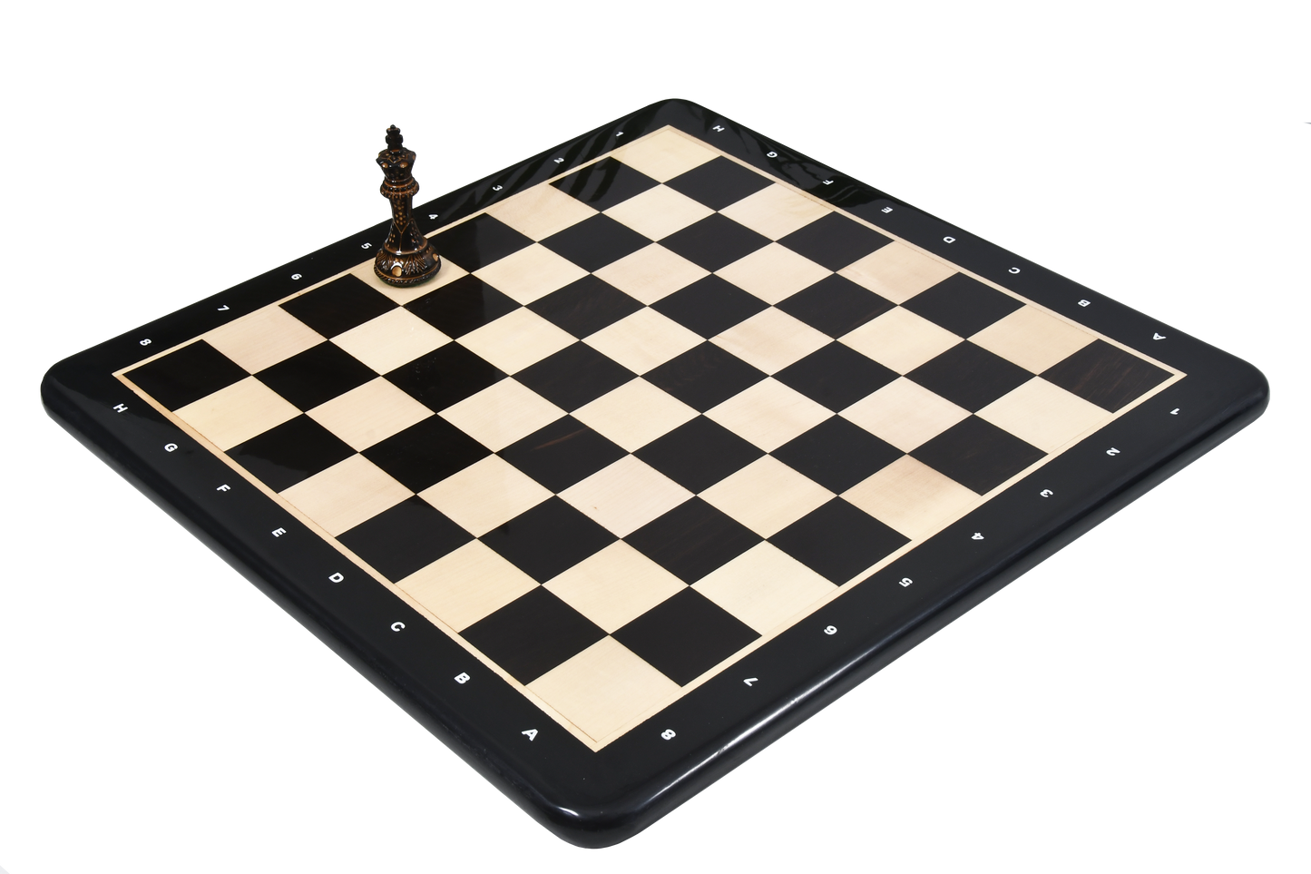 Wooden Chess Board with Notation in Ebony Wood & Maple 21" - 55 mm Square