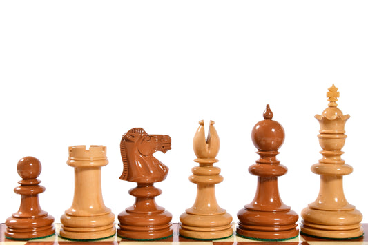 Exclusive Repro William Hallett High Class Chess Pieces in Golden Dyed & Boxwood Wood - 4.0"