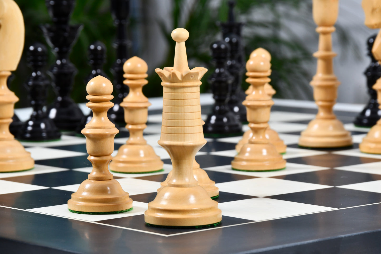 Reproduced Antique Series Wooden Chess Pieces in Ebony & Box Wood - 6.0" King
