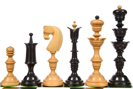 Reproduced Antique Series Wooden Chess Pieces in Ebony & Box Wood - 6.0" King