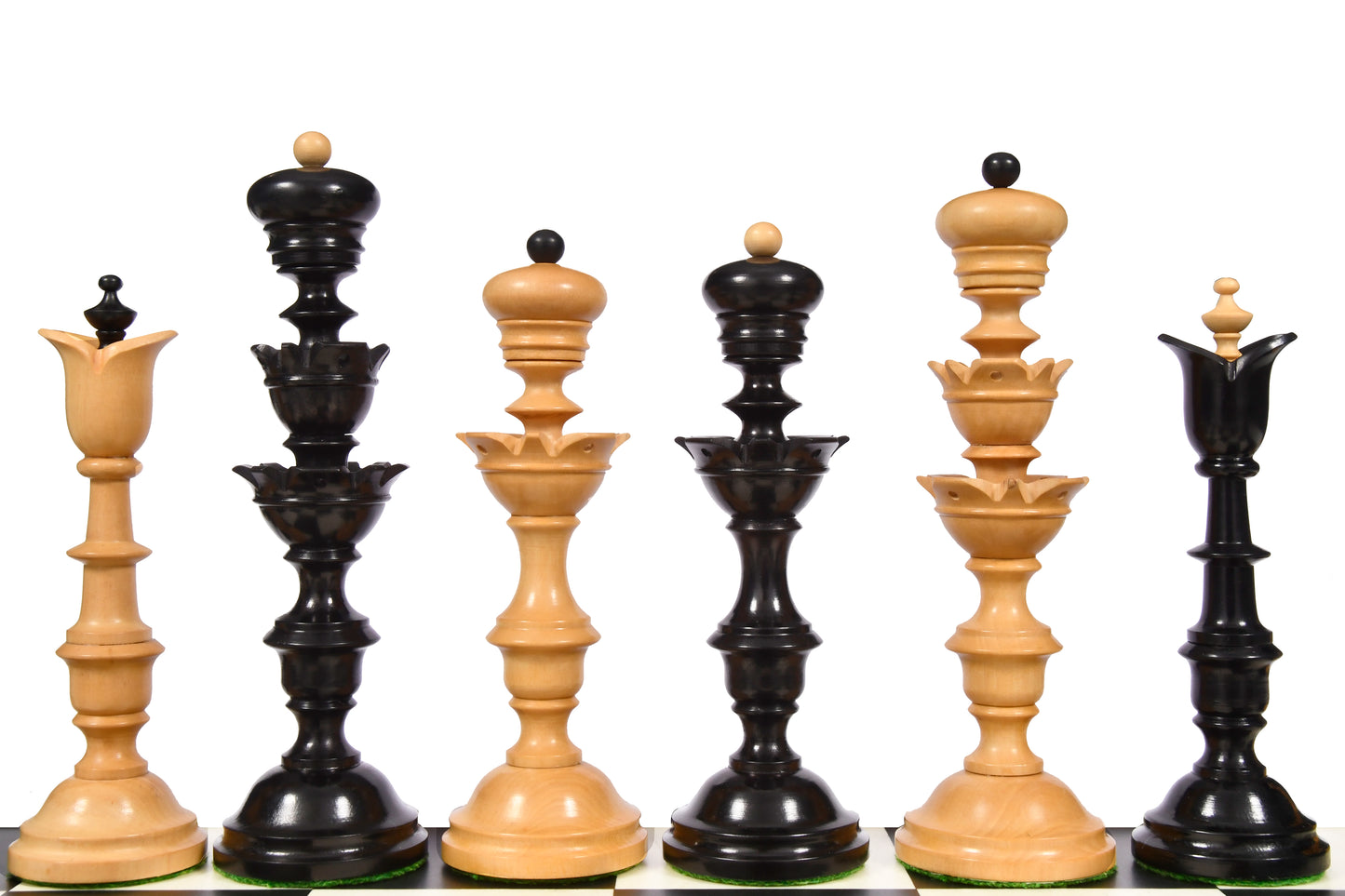 Reproduced Antique Series Wooden Chess Pieces in Ebony & Box Wood - 6.0" King