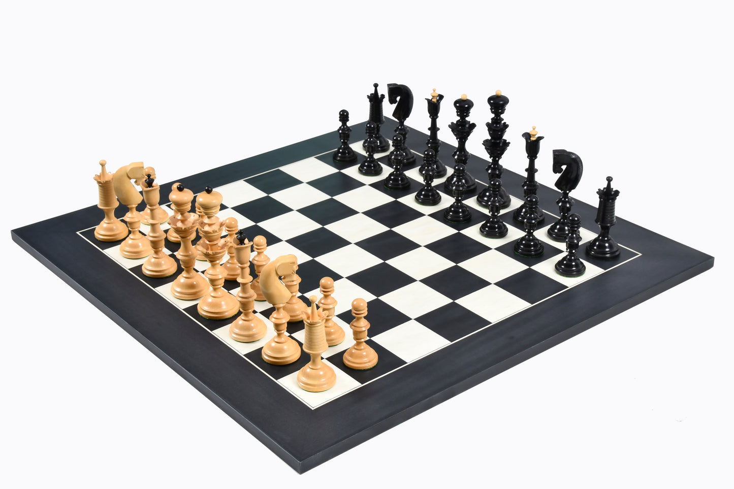 Reproduced Antique Series Wooden Chess Pieces in Ebony & Box Wood - 6.0" King