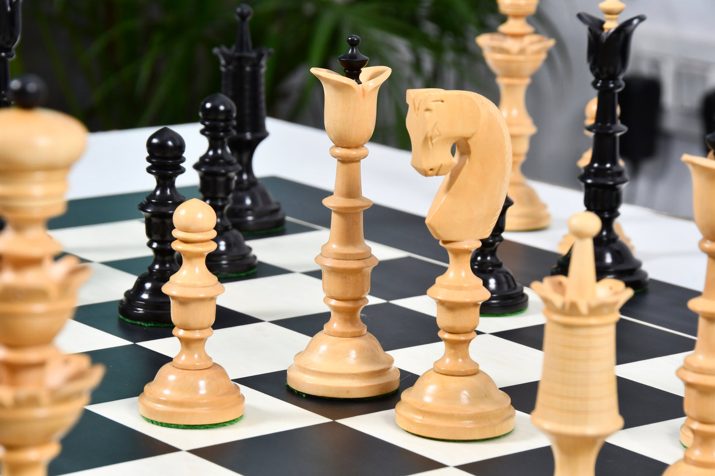 Reproduced Antique Series Wooden Chess Pieces in Ebony & Box Wood - 6.0" King