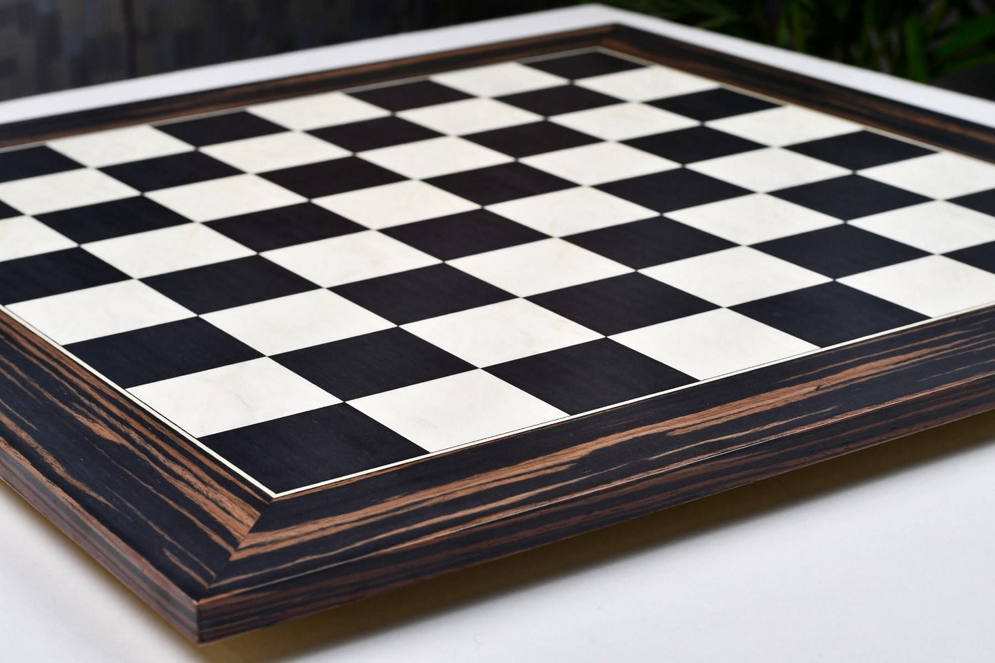 Wooden Deluxe Black Dyed Poplar & White Erable with Matte Finish Chess Board 24" - 60 mm