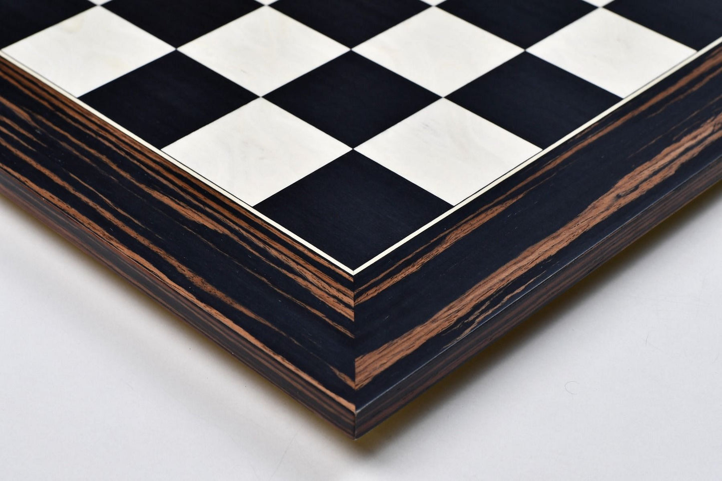Wooden Deluxe Black Dyed Poplar & White Erable with Matte Finish Chess Board 24" - 60 mm