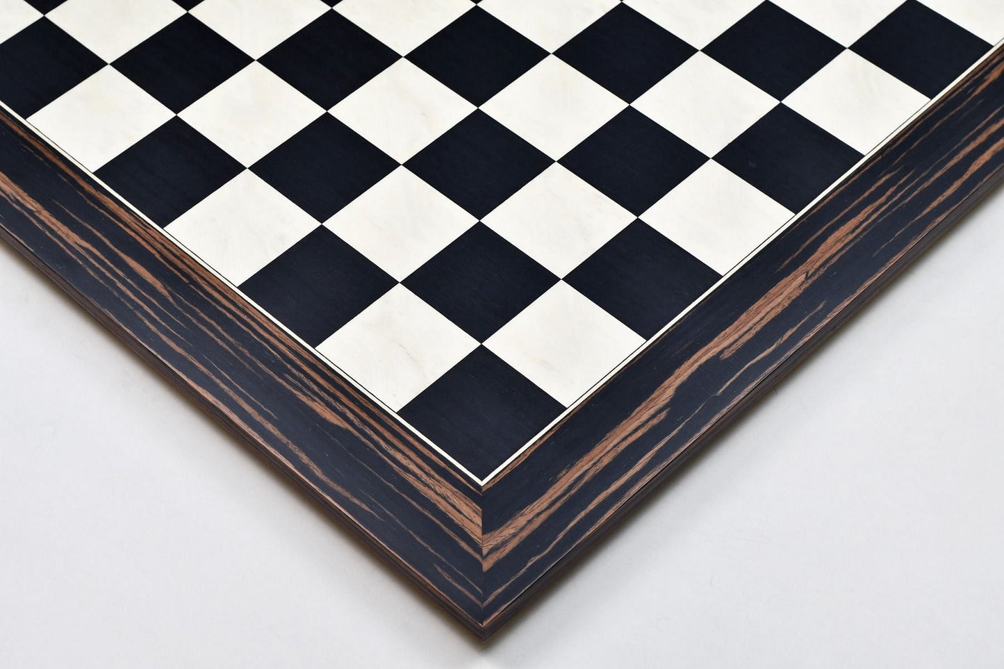Wooden Deluxe Black Dyed Poplar & White Erable with Matte Finish Chess Board 24" - 60 mm