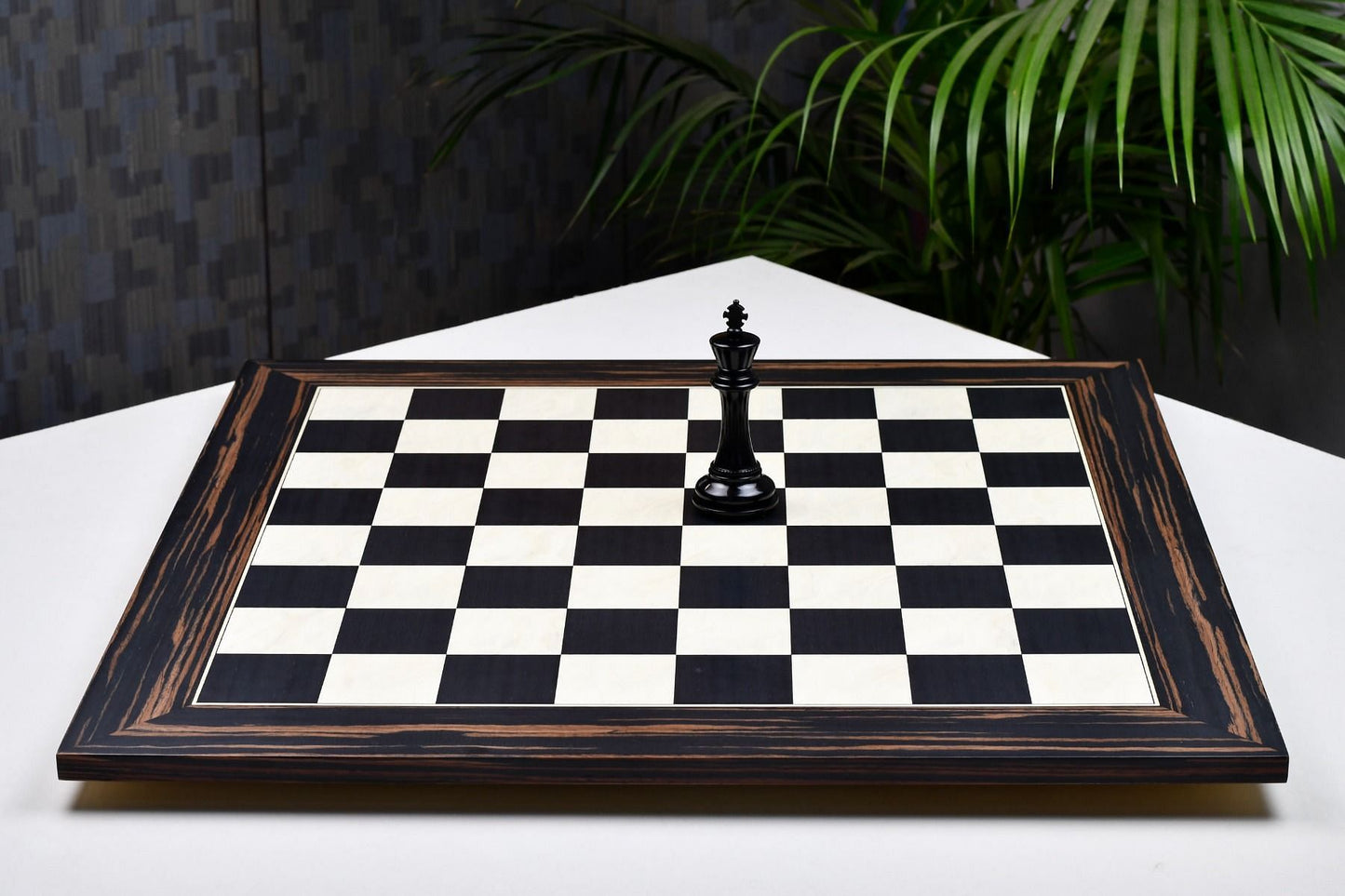 Wooden Deluxe Black Dyed Poplar & White Erable with Matte Finish Chess Board 24" - 60 mm