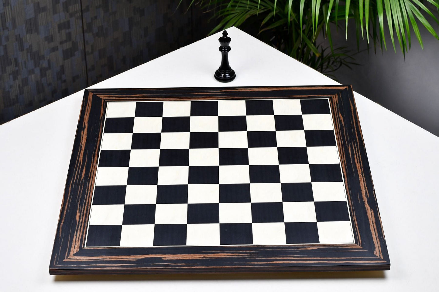 Wooden Deluxe Black Dyed Poplar & White Erable with Matte Finish Chess Board 24" - 60 mm