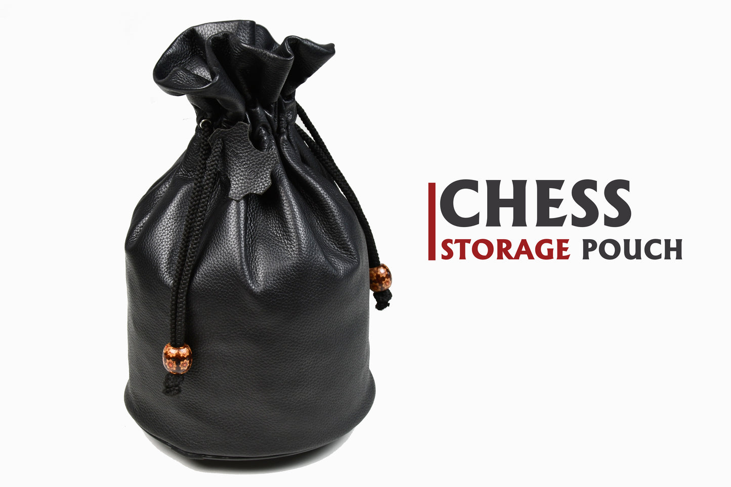 Genuine Leather Chess Set Storage Pouch for 3" to 4" King Chess Pieces