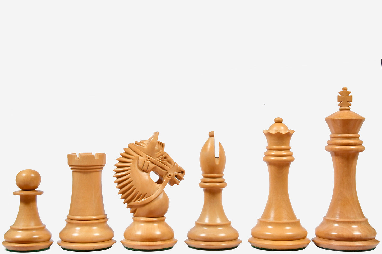 The American Bridle Triple-Weighted Chess Pieces with Extra Queen - Handcrafted in Bud Rosewood & Boxwood 4.2" King