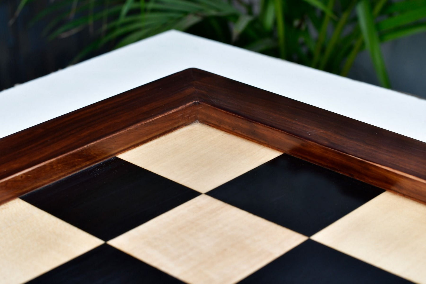 Wooden Chess Board in Ebony & Maple with Sheesham Wood Frame 21.8" - 60 mm