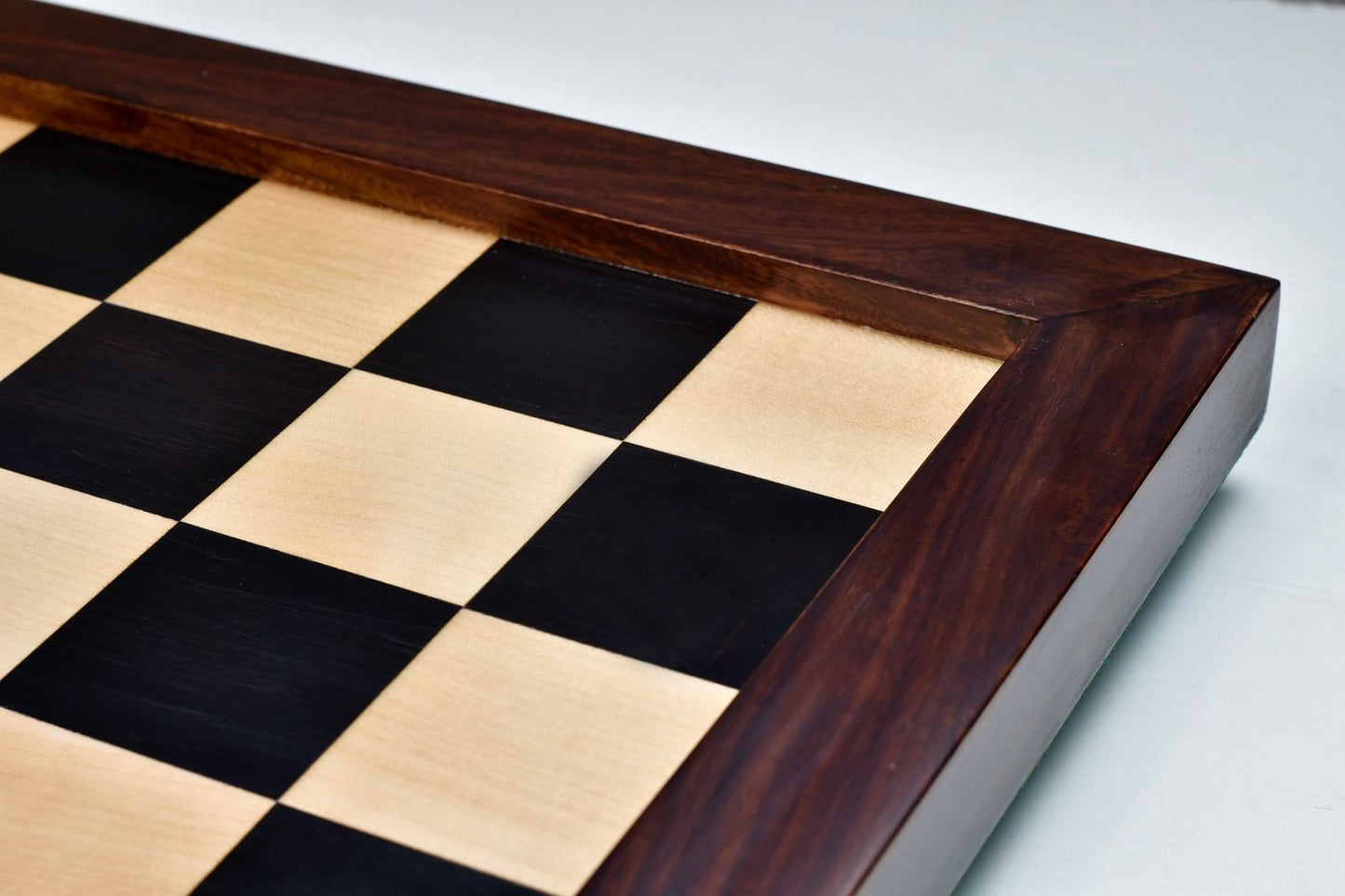 Wooden Chess Board in Ebony & Maple with Sheesham Wood Frame 21.8" - 60 mm