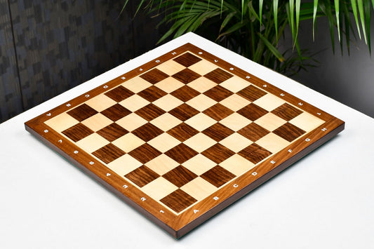 Solid Wood Chess Board with Notation in Sheesham & Maple Wood - 14.5" - 37mm