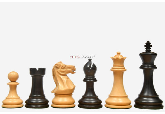 The Professional Series Tournament Staunton Weighted Chess Pieces in Ebonized and Boxwood - 3.8" King