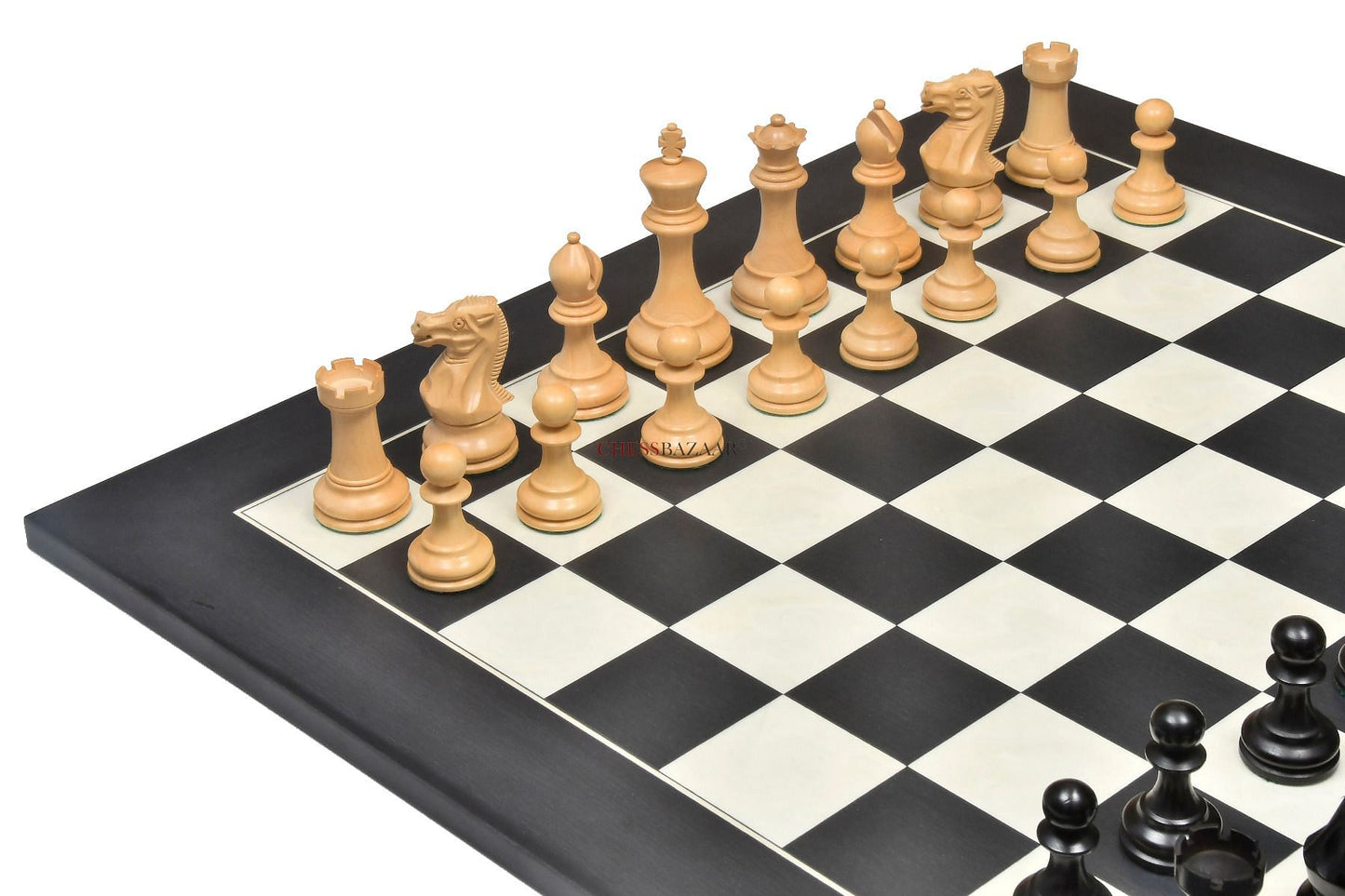 The Professional Series Tournament Staunton Weighted Chess Pieces in Ebonized and Boxwood - 3.8" King