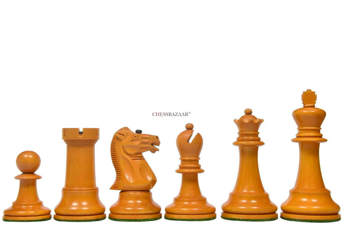 Reproduced Richard Whitty Antique Chess Pieces with King Side Stamping in Ebony / Antiqued Box wood - 3.75" King