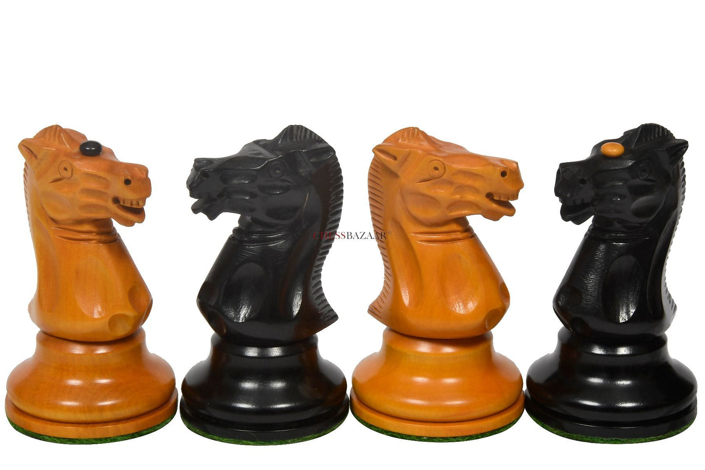 Reproduced Richard Whitty Antique Chess Pieces with King Side Stamping in Ebony / Antiqued Box wood - 3.75" King