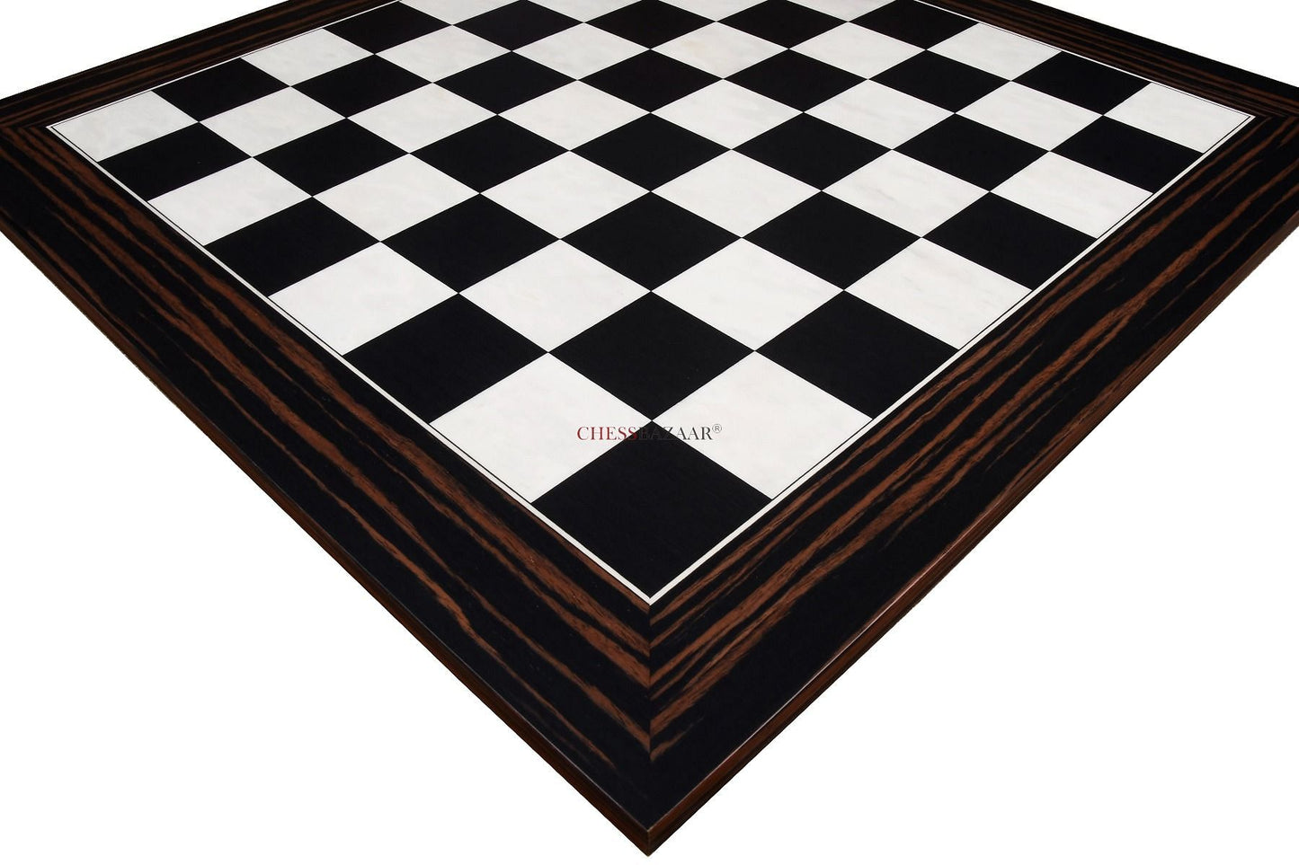 Wooden Deluxe Black Dyed Poplar & White Erable with Matte Finish Chess Board 24" - 60 mm