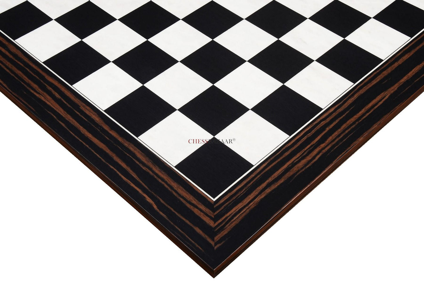 Deluxe Black Dyed Poplar & White Erable with Matte Finish Chess Board 22" - 55 mm