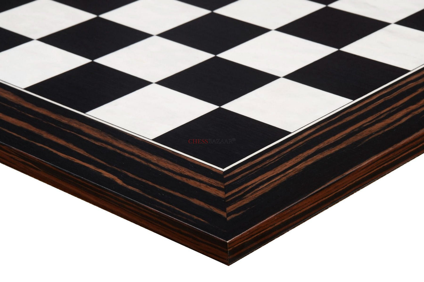 Deluxe Black Dyed Poplar & White Erable with Matte Finish Chess Board 22" - 55 mm