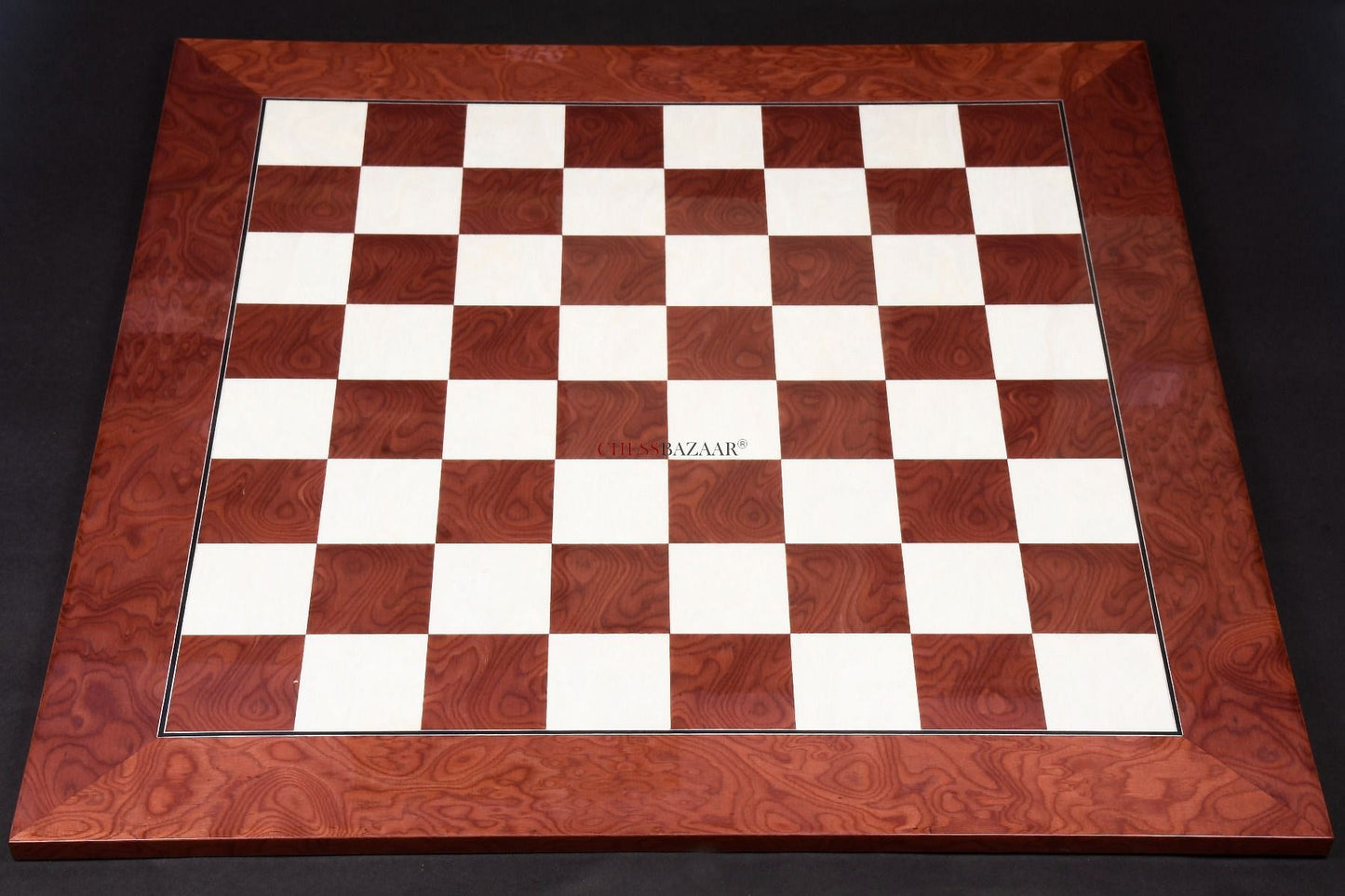 Wooden Red Ash Burl Maple Hi Gloss Finish Chess Board 22" - 55 mm