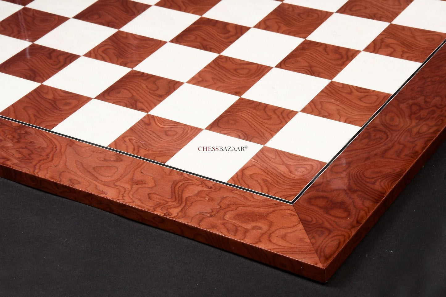 Wooden Red Ash Burl Maple Hi Gloss Finish Chess Board 22" - 55 mm