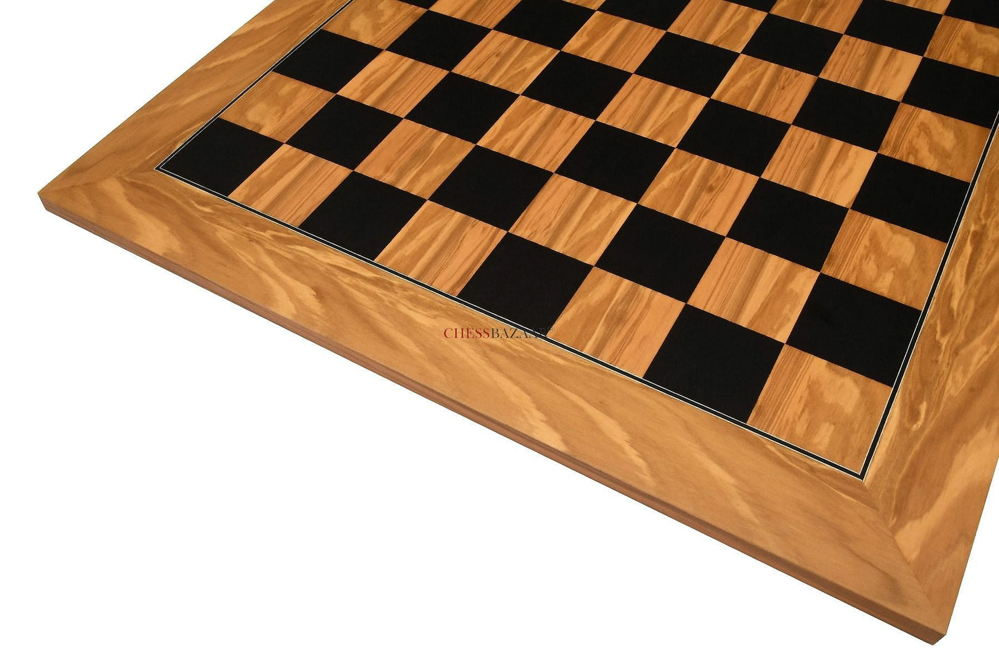 Wooden Deluxe Black Dyed Poplar & Olive with Matte Finish Chess Board 22" - 55 mm