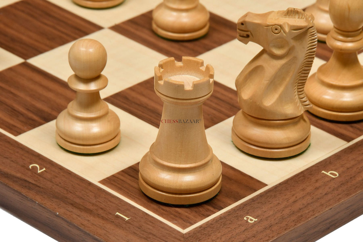 The American Staunton Series Weighted Tournament Chess Pieces in Sheesham & Box Wood - 4.1" King