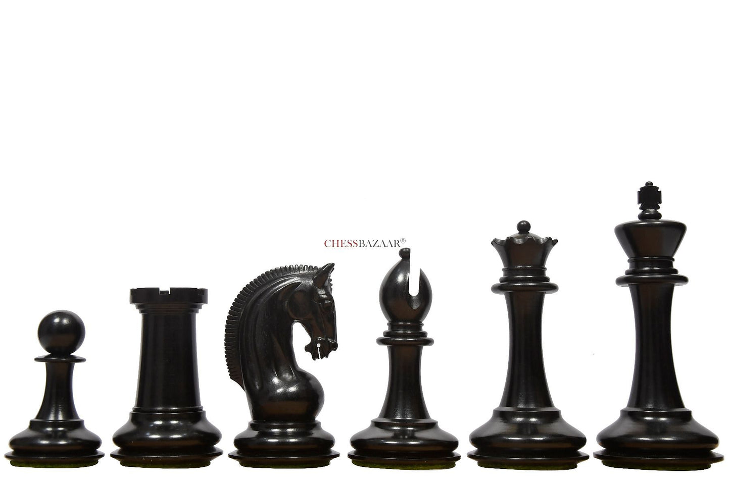 The CB Red Rum Luxury Staunton Series Chess Pieces in Ebony / Box Wood - 4.4" King