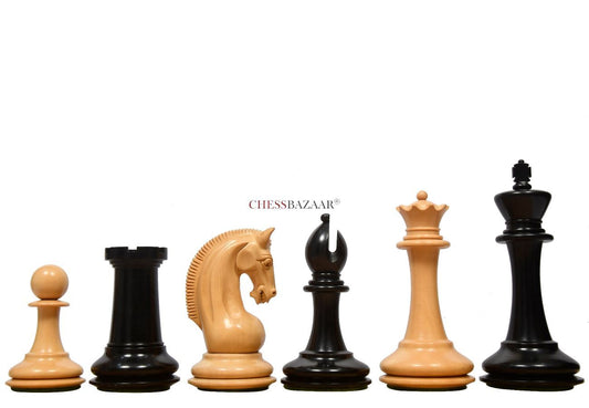 The CB Red Rum Luxury Staunton Series Chess Pieces in Ebony / Box Wood - 4.4" King