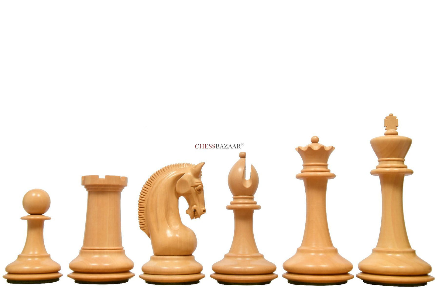 The CB Red Rum Luxury Staunton Series Chess Pieces in Ebony / Box Wood - 4.4" King