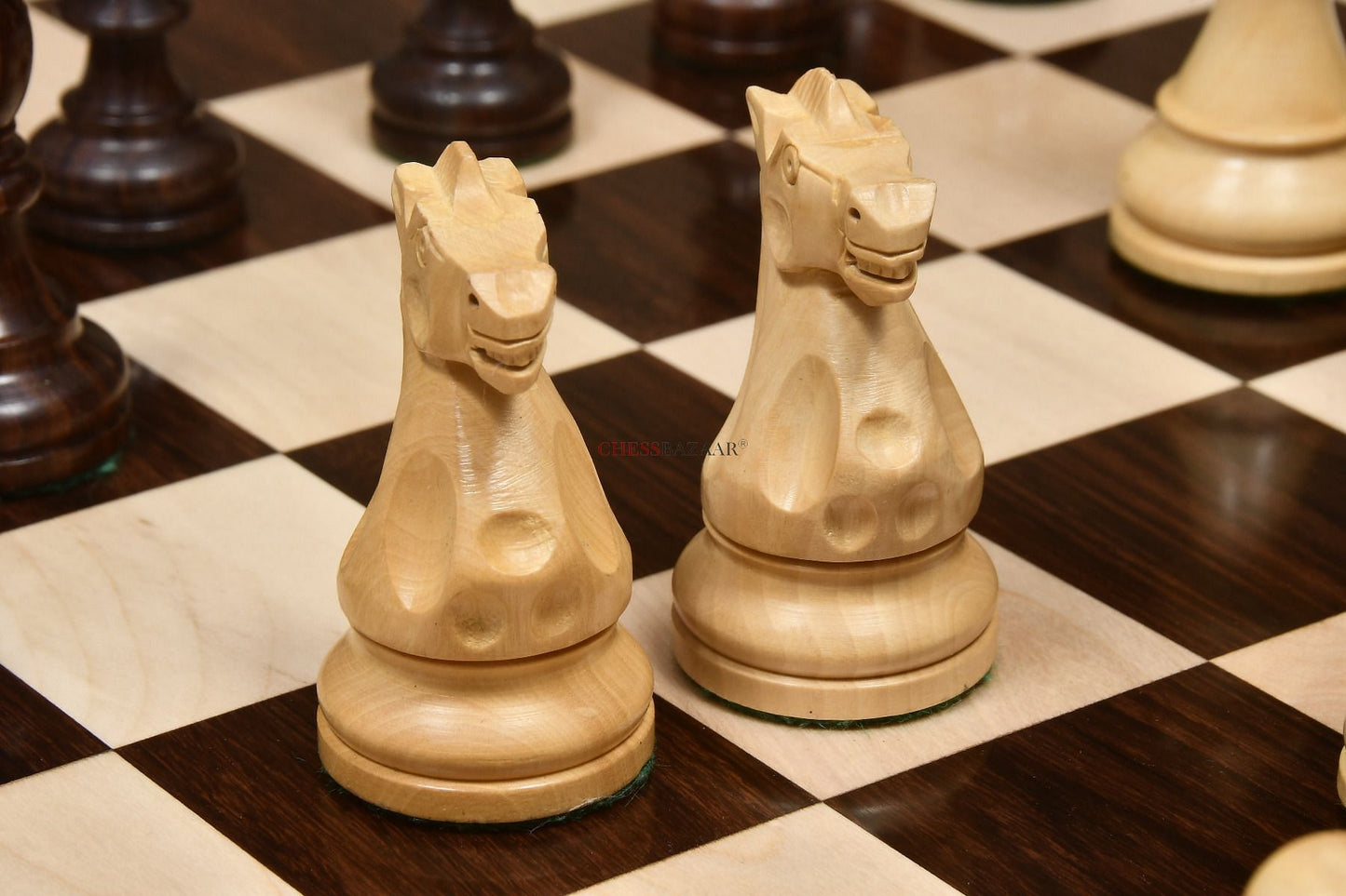 The American Staunton Series Weighted Tournament Chess Pieces in Rosewood & Box Wood - 4.1" King