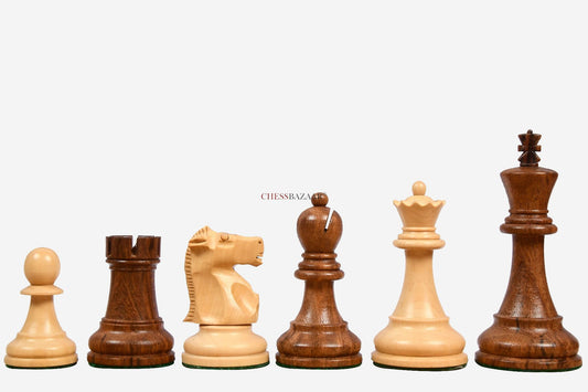 1972 Reproduced Fischer-Spassky Staunton Pattern Chess Pieces V2.0 in Sheesham Wood & Boxwood - 3.75" King