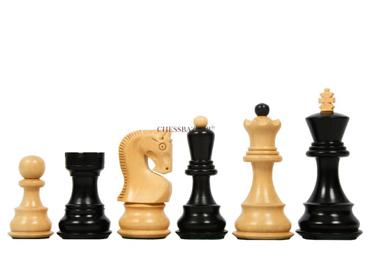 Old 1959 Russian Zagreb Staunton Chess Pieces in Finish Ebonized Boxwood / Natural Boxwood - 3.8" King