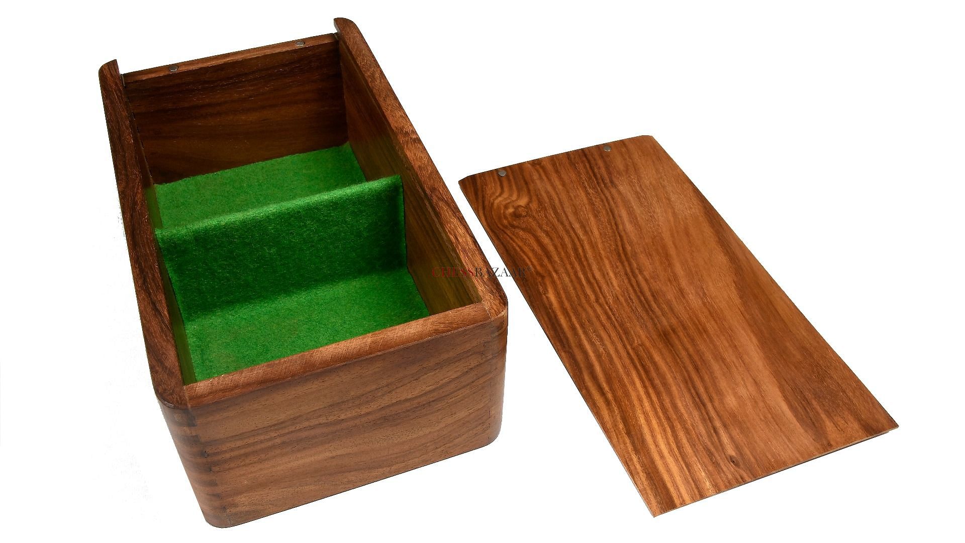 Wooden chess storage box having partition in it