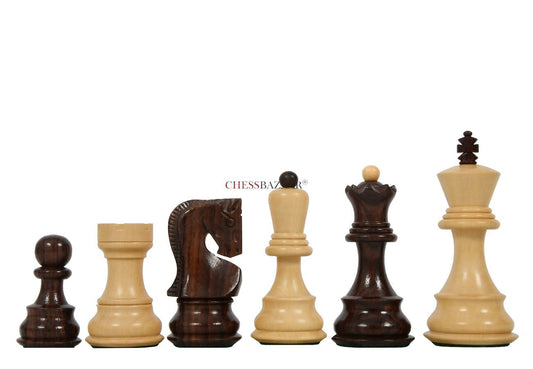 Old 1959 Russian Zagreb Staunton Chess Pieces in Rosewood / Natural Boxwood - 3.8" King